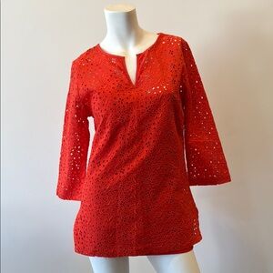 Red Eyelet Women's Top